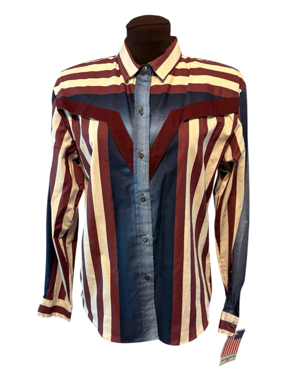 Roper Women's Long Sleeve Americana Stripe Western Shirt size 9/10 - SMALL, NWT